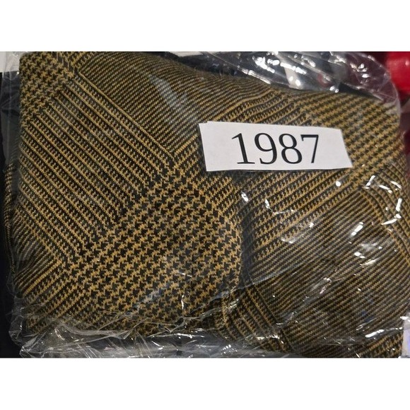 Forever 21 Sweater Women's Medium Mustard Yellow Black Plaid Cropped Knit Grunge - Picture 7 of 7